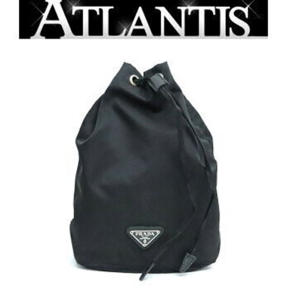Prada drawstring pouch triangle logo black nylon - image 1